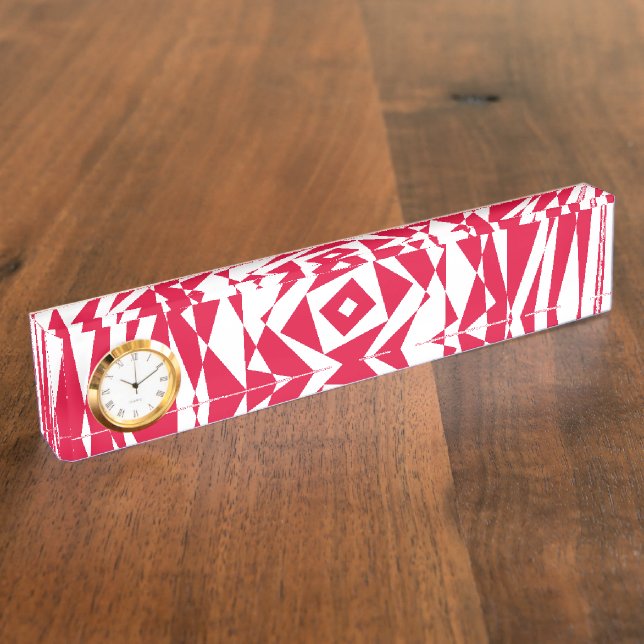 Abstrakte Illusion in Weißrot Namensplakette (Seite)