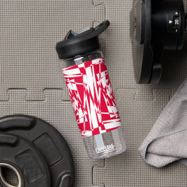 Abstrakte Illusion in Weißrot Trinkflasche