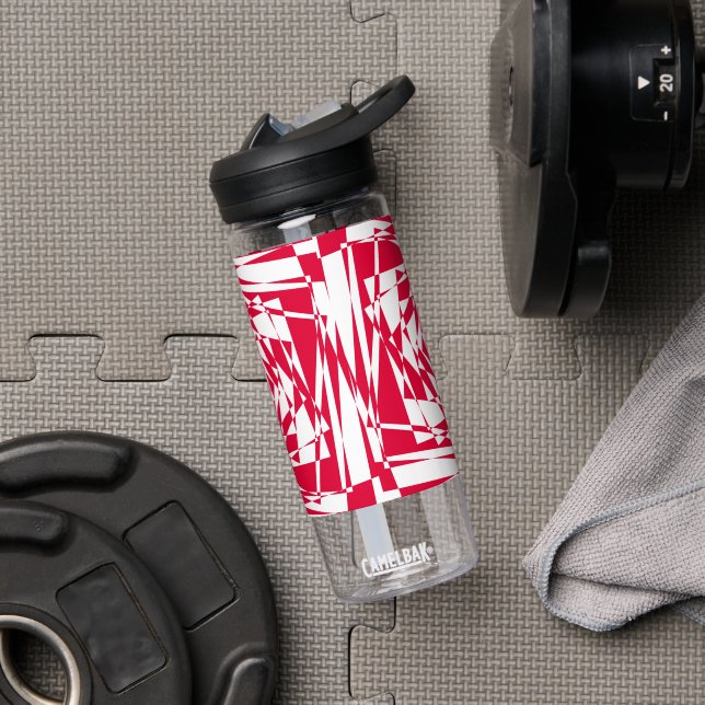 Abstrakte Illusion in Weißrot Trinkflasche (Fitnessstudio)