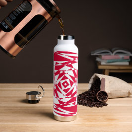 Abstrakte Illusion in Weißrot Trinkflasche