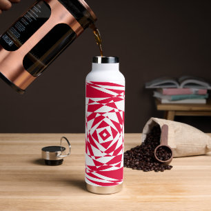 Abstrakte Illusion in Weißrot Trinkflasche