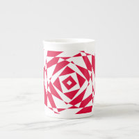 Abstrakte Illusion Knochen-China-Tasse Weiß und Ro