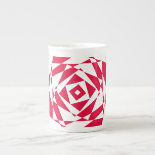 Abstrakte Illusion Knochen-China-Tasse Weiß und Ro Prozellantasse