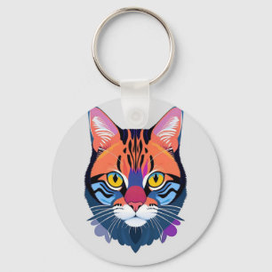 Abstrakte Illustration eines Katzengesichts Schlüsselanhänger
