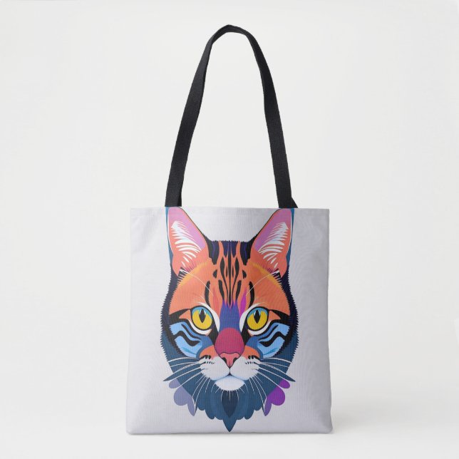 Abstrakte Illustration eines Katzengesichts Tasche (Vorderseite)