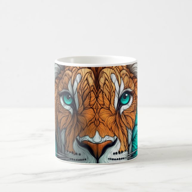abstrakte Illustration eines Löwengesichts Kaffeetasse (Mittel)