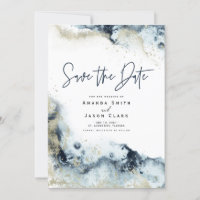 Abstrakte Imitate Gold Navy Wasserfarbe Save the D