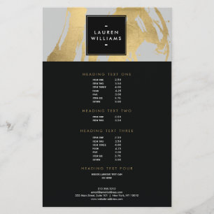 Abstrakte Imitate Gold Pinselstriche auf Grau Flyer