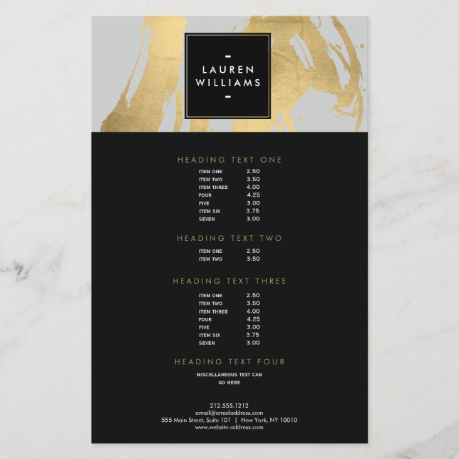 Abstrakte Imitate Gold Pinselstriche auf Grau Flyer (Vorne)