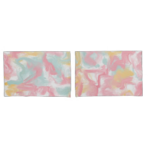 Abstrakte Impasto Paint Coral Yellow Turquoise Kissenbezug