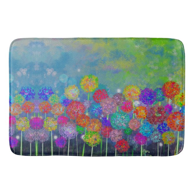 Abstrakte impressionistische Feld der Blume Dusche Badematte (Vorderseite)