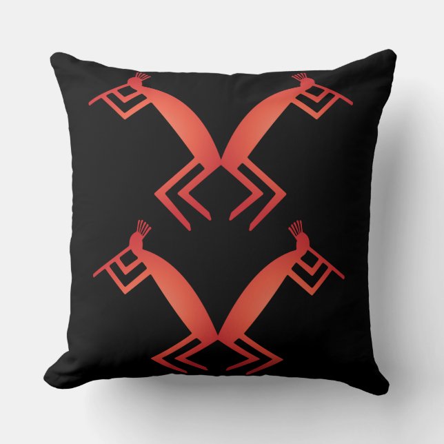 Abstrakte Indianerin Kokopelli Kissen (Vorderseite)