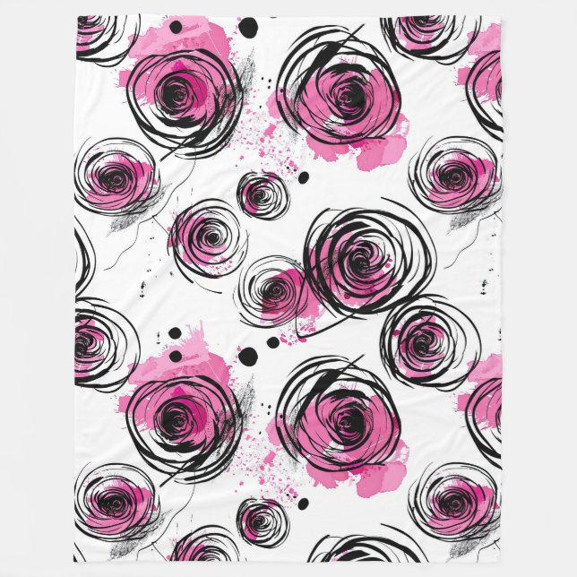 Abstrakte Inky Petals Muster Fleecedecke (Vorderseite)