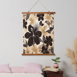 Abstrakte Insel Tropical Hawaiian Wandteppich Mit Holzrahmen