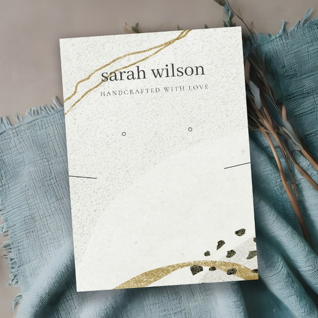 Abstrakte Ivory Black Gold-Kette Earring Display Visitenkarte (Von Creator hochgeladen)