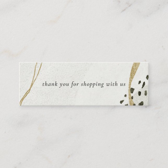 Abstrakte Ivory Gold Black Gray Stone Vielen Dank Mini Visitenkarte (Vorderseite)