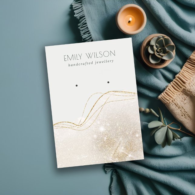 Abstrakte Ivory Gold Glitzer Shiny Earring Display Visitenkarte (Von Creator hochgeladen)