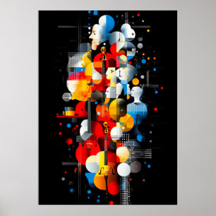 Abstrakte Jazz-Symphonie mit geometrischen Gesicht Poster