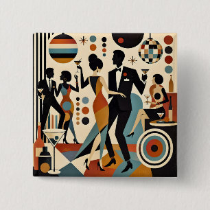 Abstrakte Jazzy Martinis und tanzende Cocktailpart Button