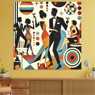 Abstrakte Jazzy Martinis und tanzende Cocktailpart Leinwanddruck