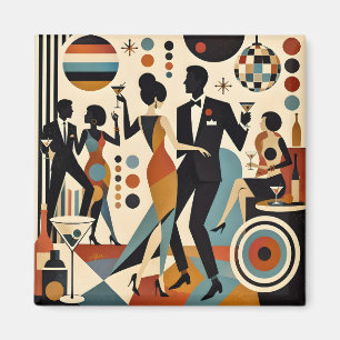 Abstrakte Jazzy Martinis und tanzende Cocktailpart Magnet