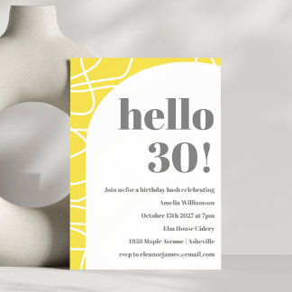 Abstrakte Jugendherberge Art Yellow Geburtstagspar Einladung