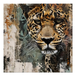 Abstrakte Jungle Cat Landschaft Poster