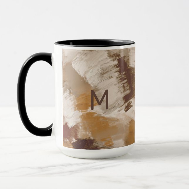 Abstrakte Kaffeefarben Paint Strokes Tasse (Links)