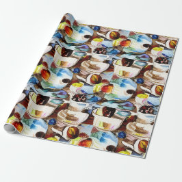 Abstrakte Kaffeekuchen Wasserfarben-Muster Geschenkpapier