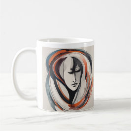 Abstrakte Kaffeemaschine, dunkelgoldbraun, Tasse