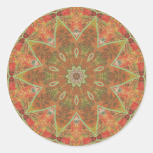 Abstrakte Kaleidoskop-Aufkleber für Herbst-Sternmu Runder Aufkleber