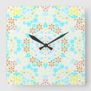 Abstrakte kaleidoskopische Blume Quadratische Wanduhr