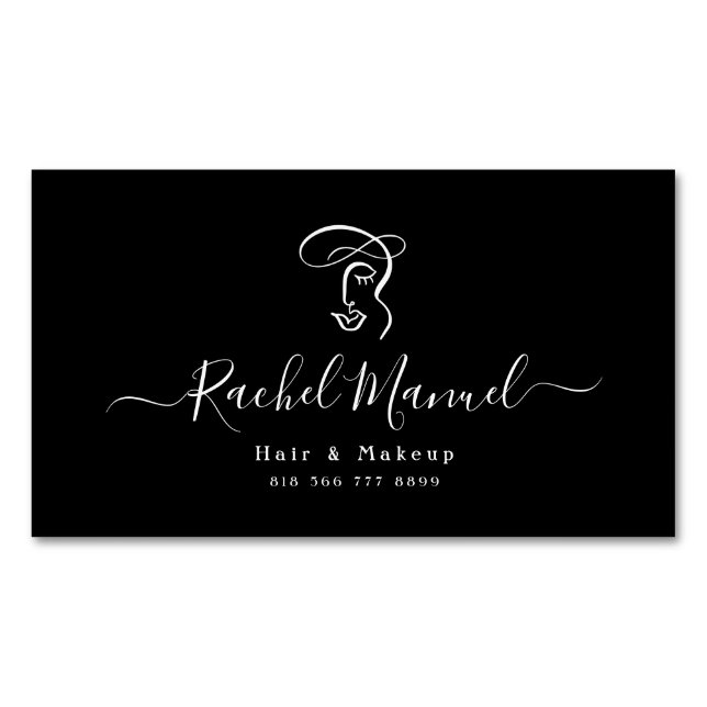 Abstrakte Kalligraphie-Skripte Makeup & Hair Salon Magnetische Visitenkarte (Vorderseite)