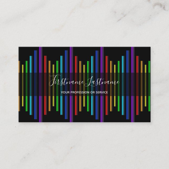Abstrakte Kalligraphie-Sparte für Regenbogenfarben Visitenkarte (Vorderseite)