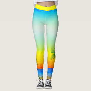 Abstrakte karibische Tropical Sky Seascape-Szene Leggings