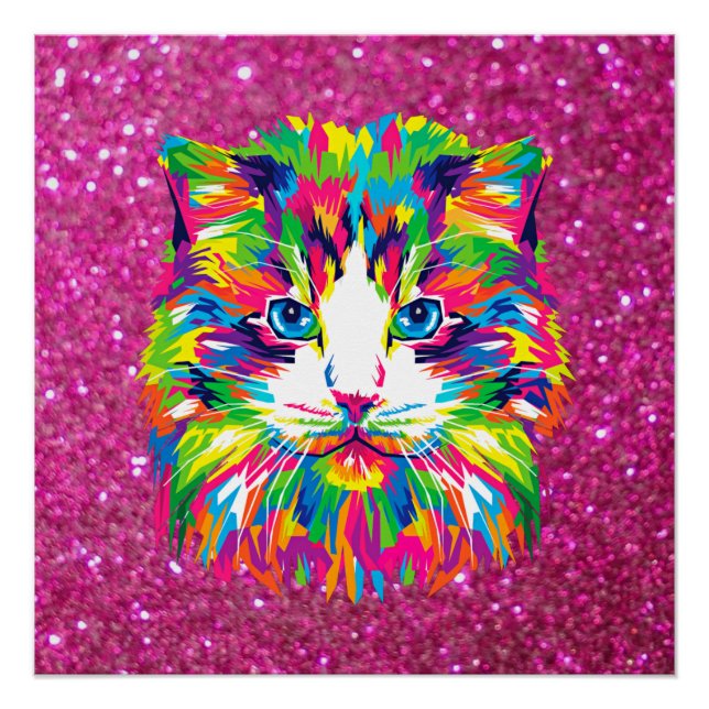 Abstrakte Katze-Illustration Poster (Vorderseite)