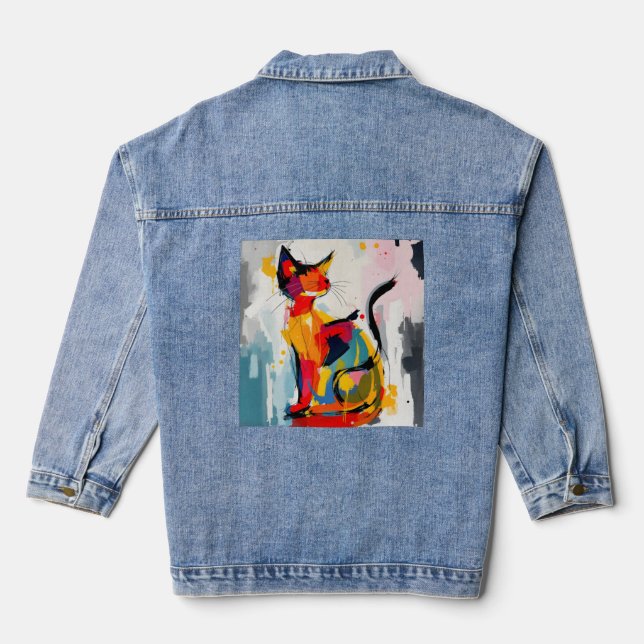 Abstrakte Katze Jeansjacke (Rückseite)