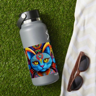 Abstrakte Katze mit gelben Augen Aufkleber