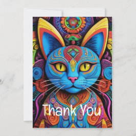 Abstrakte Katze mit gelben Augen Dankeskarte