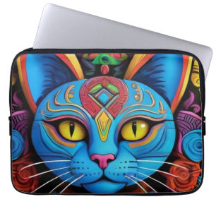Abstrakte Katze mit gelben Augen Laptopschutzhülle