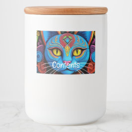 Abstrakte Katze mit gelben Augen Lebensmitteletikett