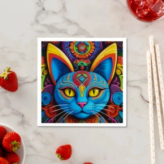 Abstrakte Katze mit gelben Augen Serviette (Von Creator hochgeladen)