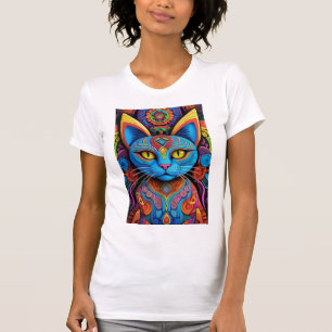 Abstrakte Katze mit gelben Augen T-Shirt