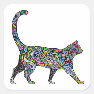 Abstrakte Katze Quadratischer Aufkleber
