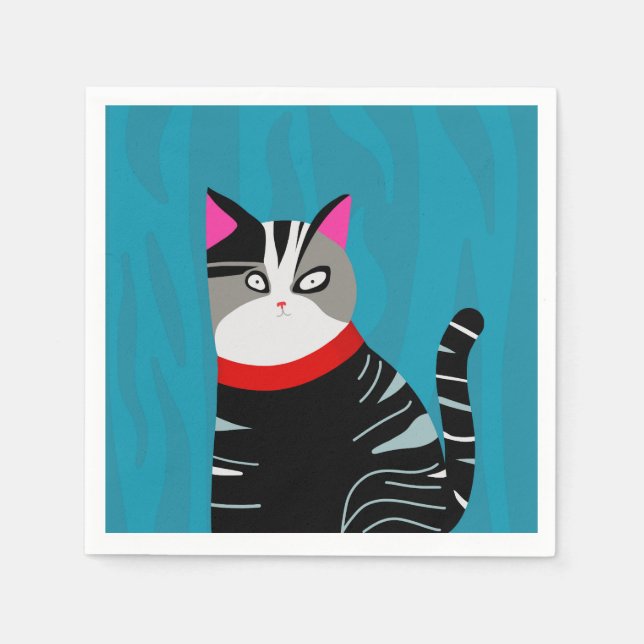 Abstrakte Katze Serviette (Vorderseite)