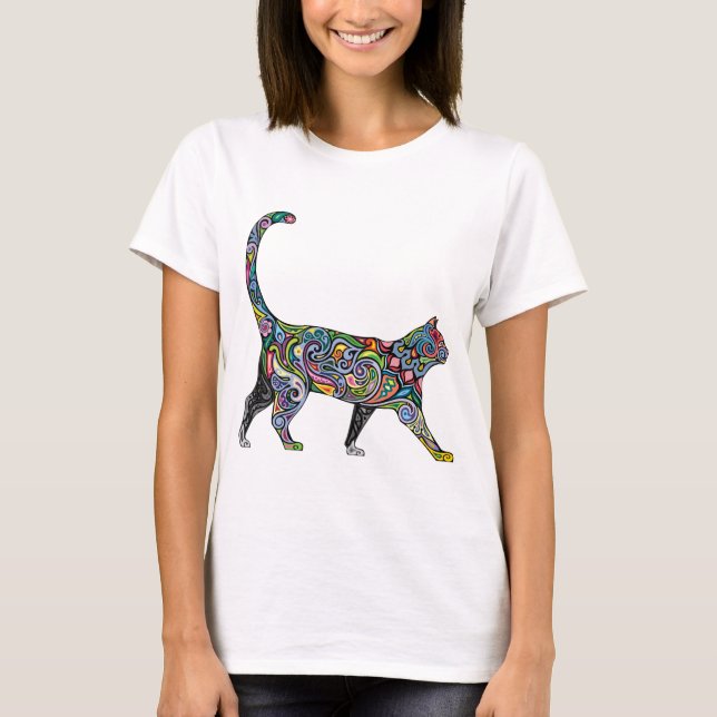 Abstrakte Katze T-Shirt (Vorderseite)