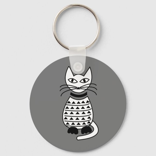 Abstrakte Katzenkatze Schlüsselanhänger (Vorderseite)