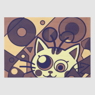 Abstrakte Katzenkunst Braun Beige Seidenpapier