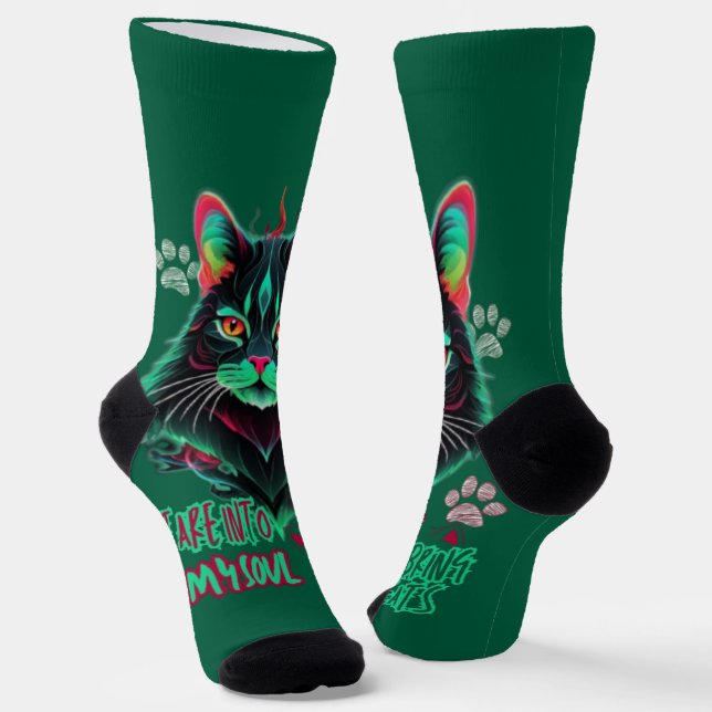 Abstrakte Katzenvision Socken (Gewinkelt)