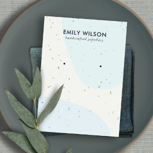 ABSTRAKTE KERAMIK BLAUE WAVE STUDIE EARRING DISPLA VISITENKARTE